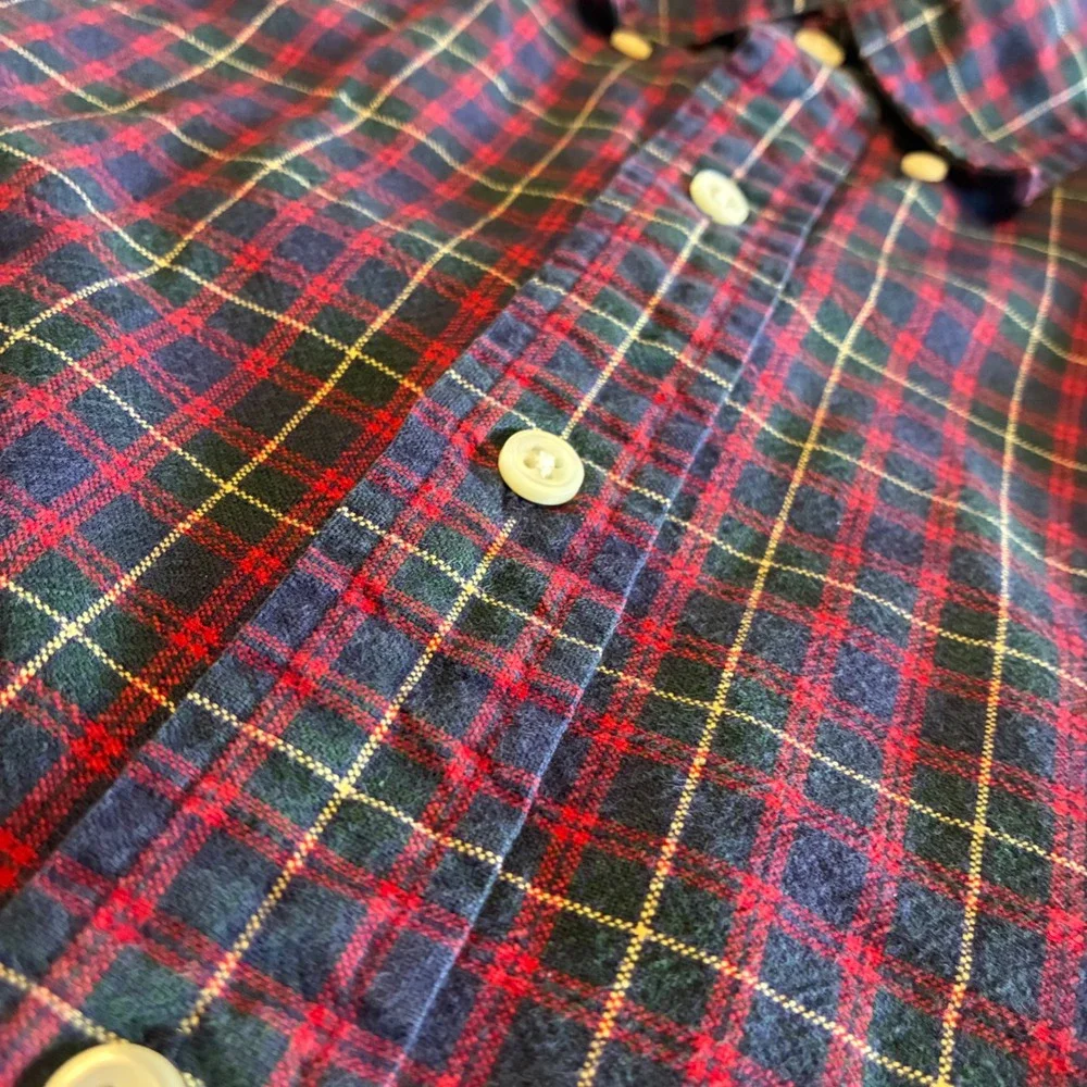 Ralph Lauren Mens Navy Red Plaid Button Down Shirt Classic Fit Large - Picture 6 of 6